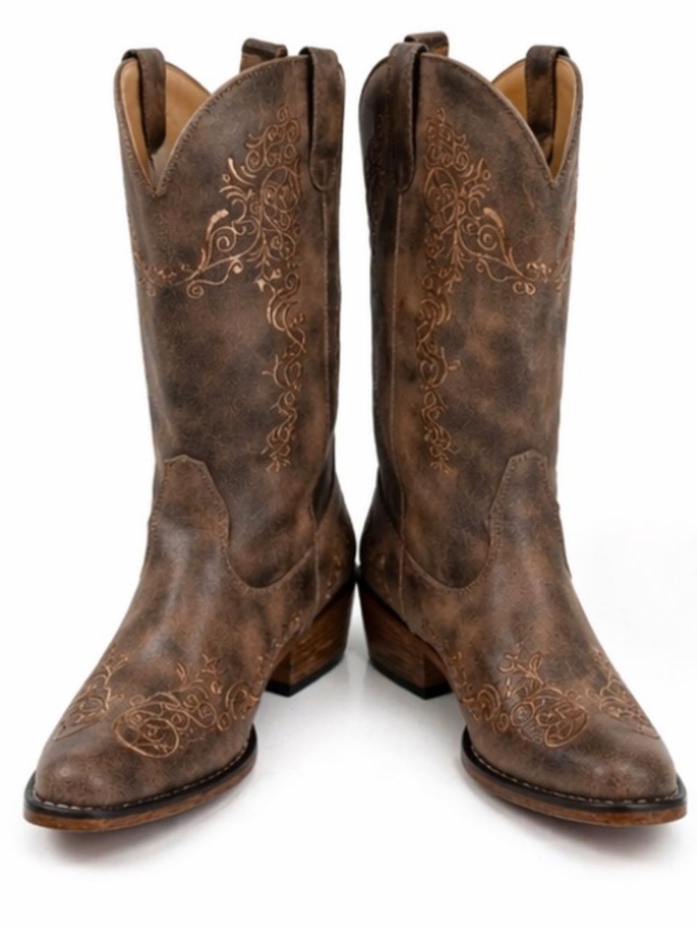 ROPER WOMEN'S VINTAGE BROWN WESTERN BOOTS - SNIP TOE, Size: 9